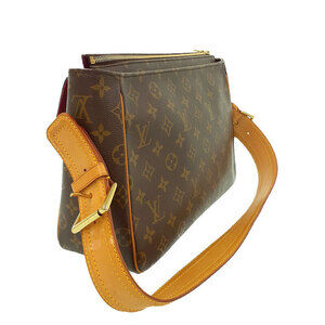 Louis Vuitton Leather Semi Monogram Bag Brown Shoulder Cite Viva